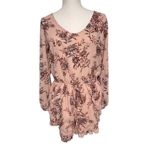 Abercrombie & Fitch Pink Floral Long Sleeve Romper Juniors Medium